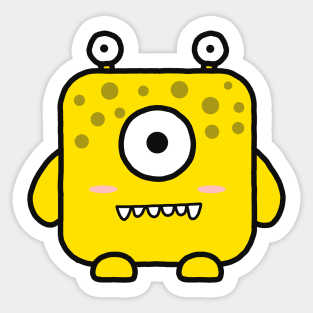 Kawaii Yellow Square Monster Sticker